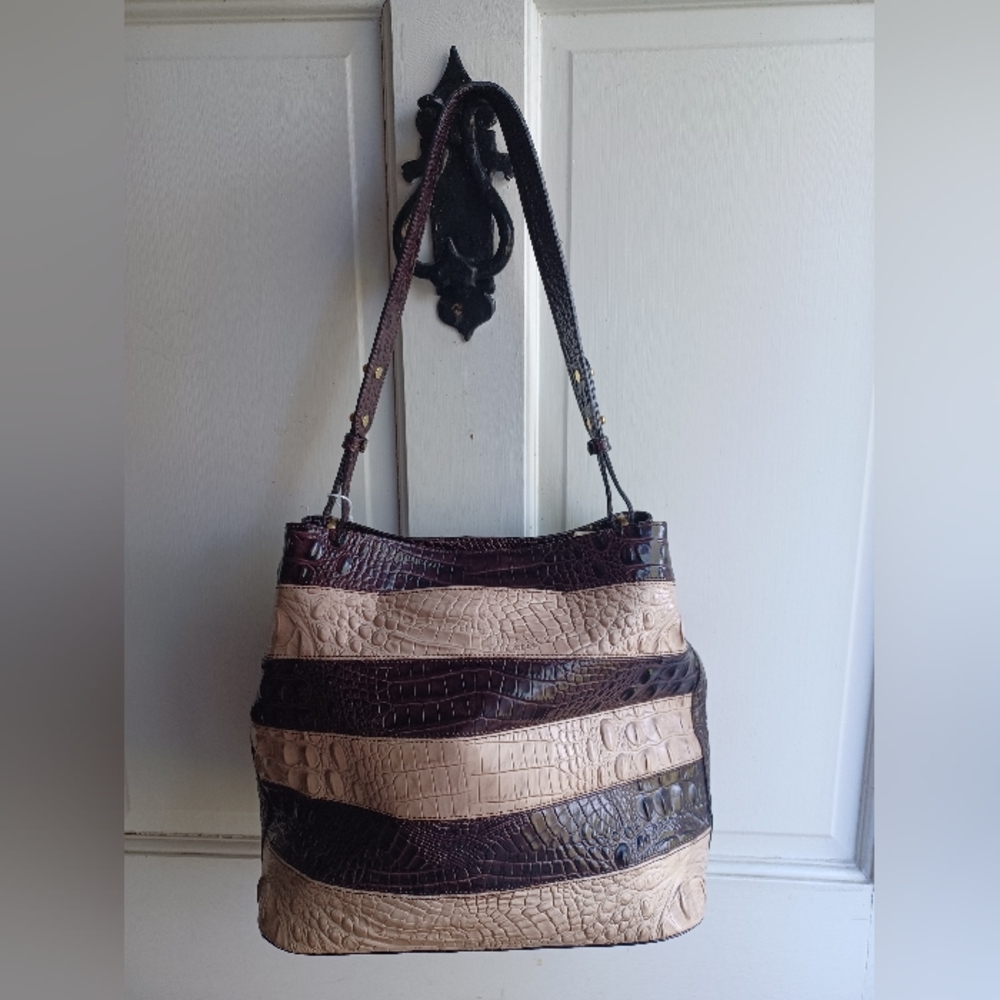 Brahmin Camden Bucket Bag in Almond  Vineyard Colorway